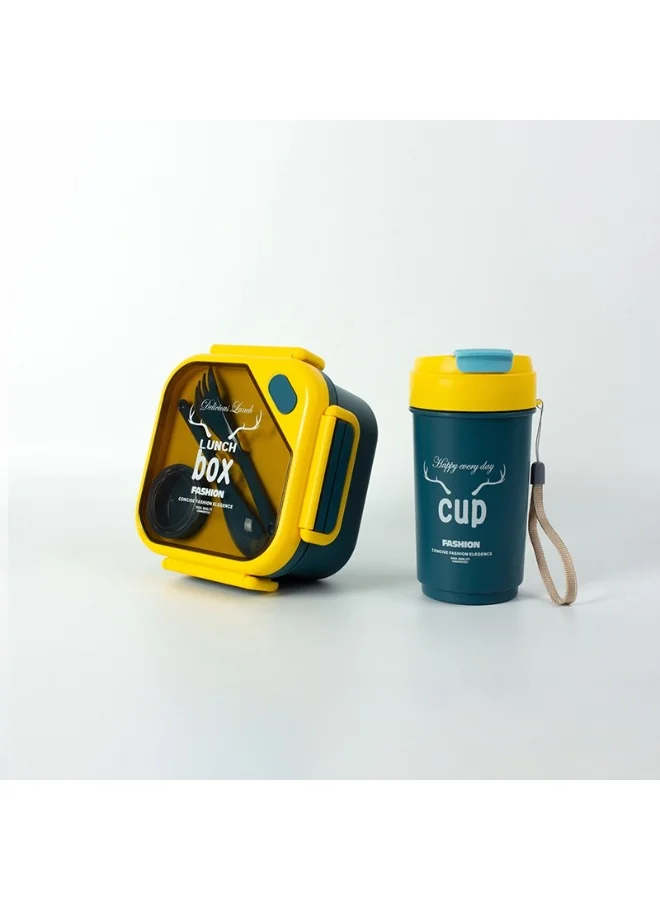 موبكوس مجموعة موبكوس الرياضية للأطفال مع علبة غداء وزجاجة ماء للأطفال والكبار، مصنوعة من بلاستيك البولي بروبيلين عالي الجودة والآمن غذائياً، مانعة للتسرب والانسكاب (أصفر)